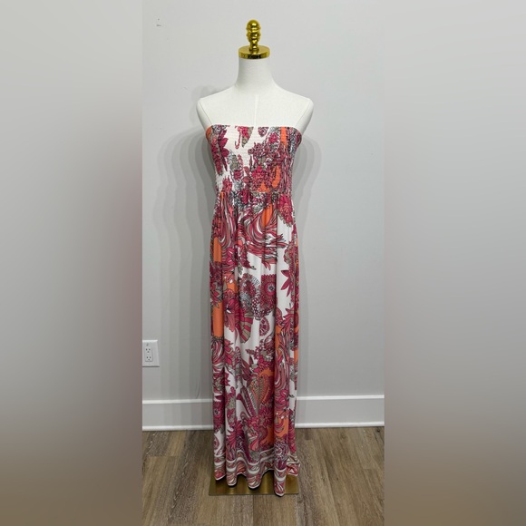 Boston Proper Size XL Pink and Orange Floral Maxi Dress - Picture 1 of 8